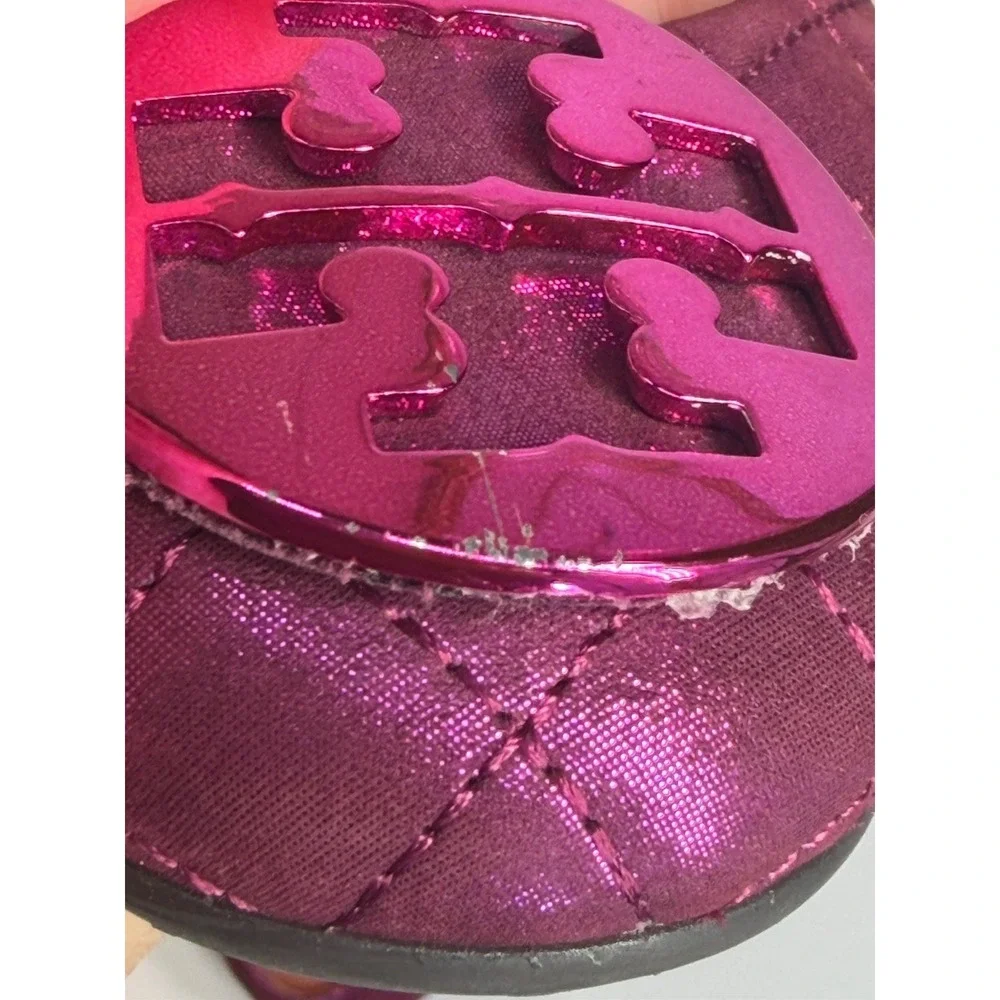 Tory Burch Metallic Pink Quilted Ballet Flats Womens Size 9